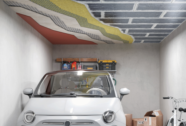 SOFFITTO INTERNO DEL GARAGE AL PIANO INTERRATO SOTTOSTANTE UN AMBIENTE RISCALDATO