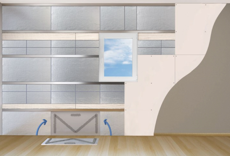 PARETI INTERNE  CON CONTROPARETE IN FIBROGESSO E FASCE DI RISPETTO